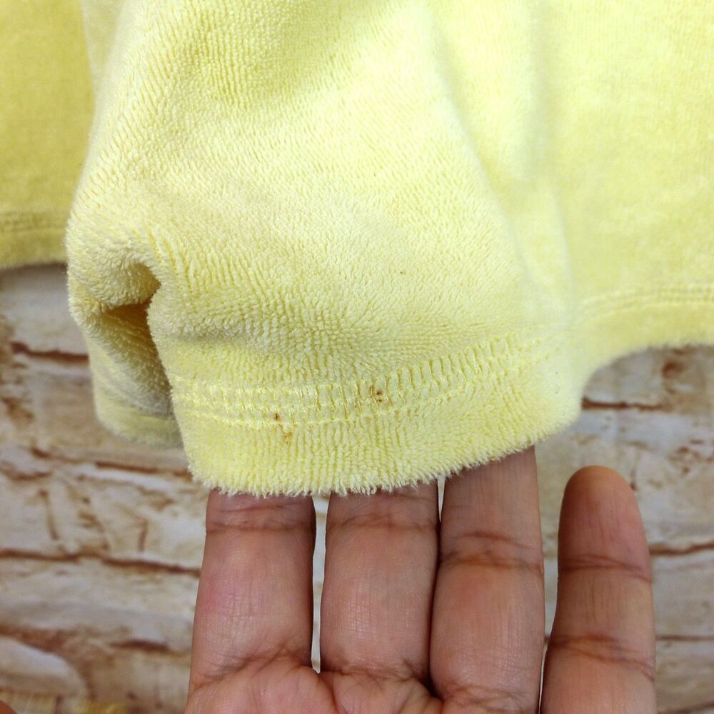 Juicy Couture Y2K Terrycloth Romper Womens S Yellow Hooded Lounge Made USA - Picture 13 of 13